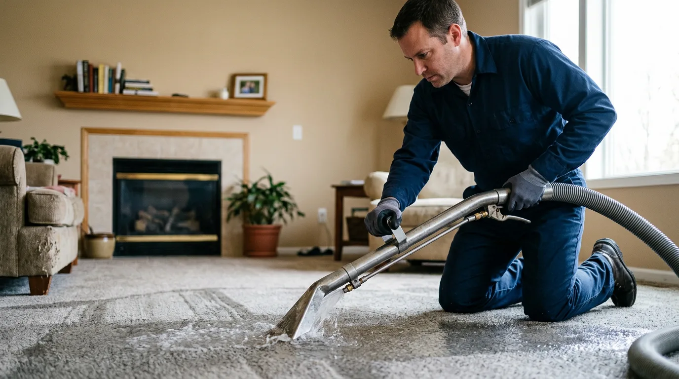Water damage restoration technician working near Grandview, TN